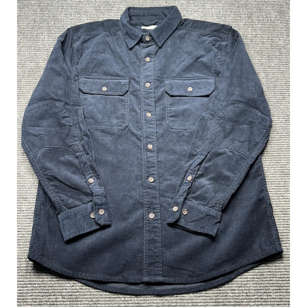 Line Of Trade Shirt Mens‎ XL Blue Corduroy Long Sleeve Button Overshirt Casual